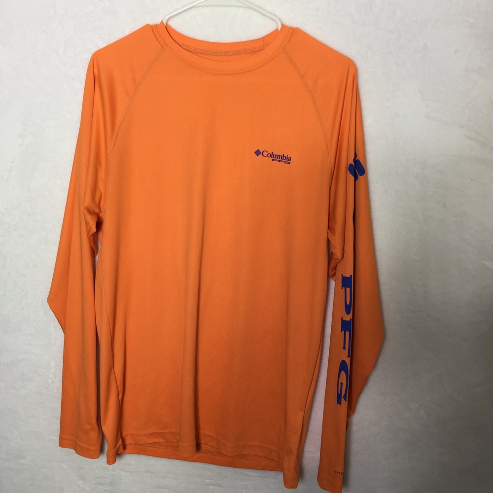 Columbia Mens Small Orange Short Sleeve T Shirt Activewear Top